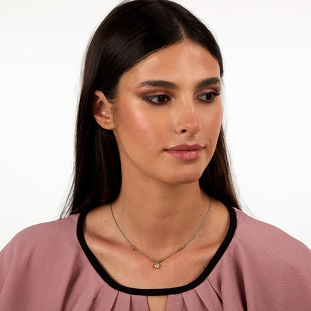 Collana Emily in Paris – Cuore Bianco Acciaio e Oro (SAIX36)