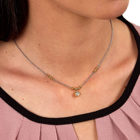 Collana Emily in Paris – Cuore Bianco Acciaio e Oro (SAIX36)