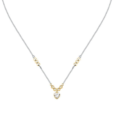 Collana Emily in Paris – Cuore Bianco Acciaio e Oro (SAIX36)