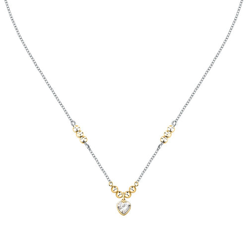 Collana Emily in Paris – Cuore Bianco Acciaio e Oro (SAIX36)
