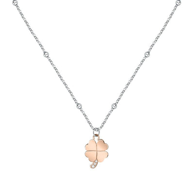 Collana Morellato Donna Quadrifoglio Rose Gold con Cristallo (SAUY05