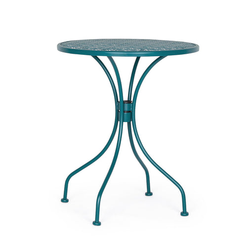 Tavolino rotondo Lizette con struttura in acciaio, finitura opaca, per esterno