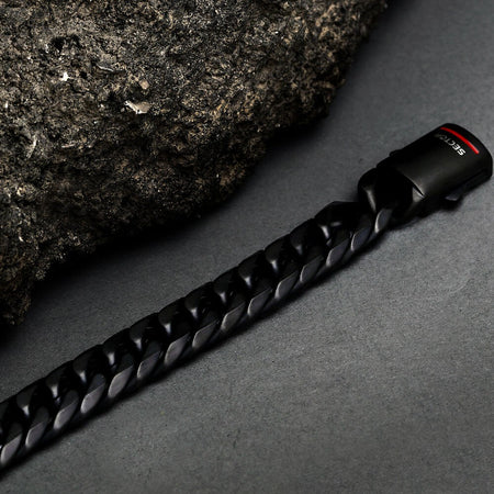 Bracciale Uomo Sector Bold Nero in Acciaio Maglia Grossa (SAXS06)