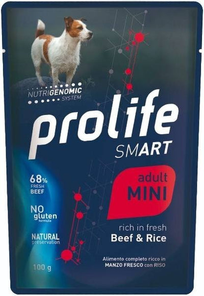 Prolife Smart mangime umido Cani Adulti Mini manzo e riso 100 gr