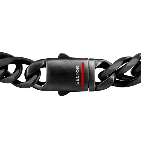 Bracciale Uomo Sector Bold Nero in Acciaio Maglia Grossa (SAXS06)