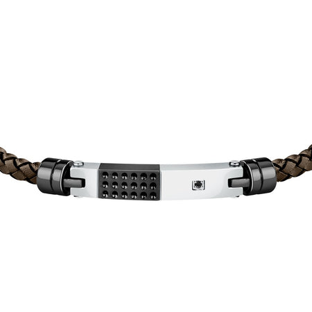 Bracciale Morellato Uomo Pelle Marrone Nero e Acciaio (SQH57)