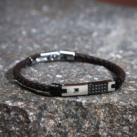 Bracciale Morellato Uomo Pelle Marrone Nero e Acciaio (SQH57)