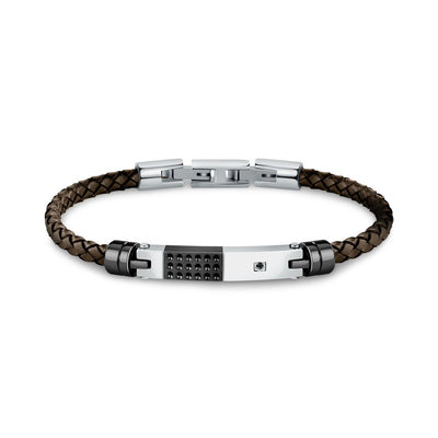 Bracciale Morellato Uomo Pelle Marrone Nero e Acciaio (SQH57)