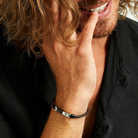 Bracciale Morellato Uomo Pelle Marrone Nero e Acciaio (SQH57)