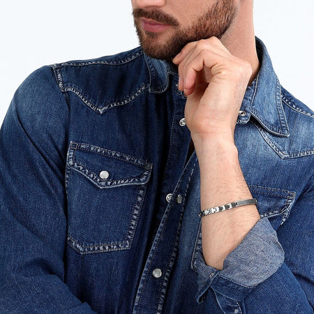 Bracciale Sector Uomo Acciaio Silver con Piastra Smaltata (SZS88)