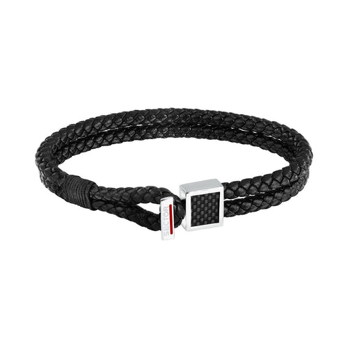 Bracciale Sector Uomo Pelle e Acciaio 22 cm (SZV126)