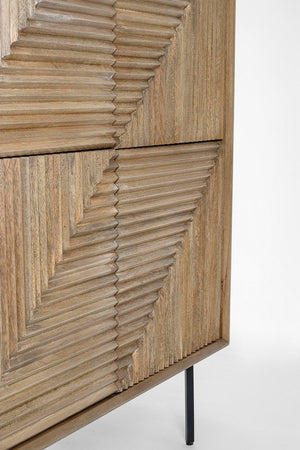 Comodino "Darsey" per camera, Struttura In Legno Di Mango, Schienale In Mdf