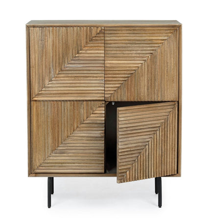 Comodino "Darsey" per camera, Struttura In Legno Di Mango, Schienale In Mdf
