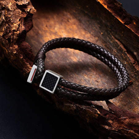 Bracciale Sector Uomo Pelle Marrone Intrecciata (SZV128)