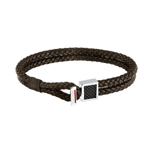 Bracciale Sector Uomo Pelle Marrone Intrecciata (SZV128)