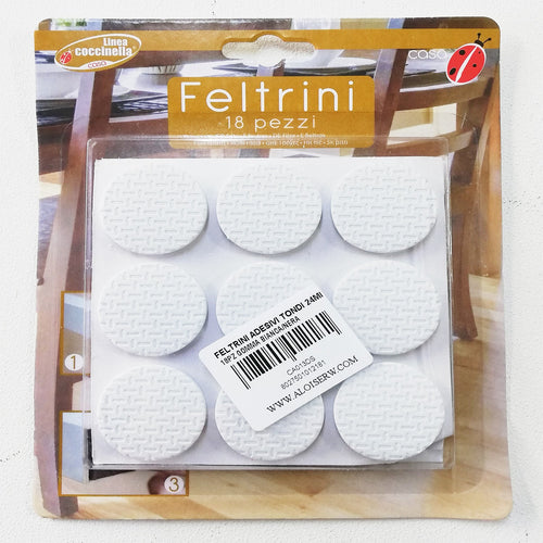 Feltrini adesivi tondi da 24mm in gomma bianca