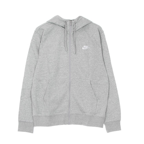 Nike Felpa Leggera Cappuccio Zip Uomo Sportswear Club Hoodie Full Zip French Terry Dk Grey Heather/matte Silver/white da uomo