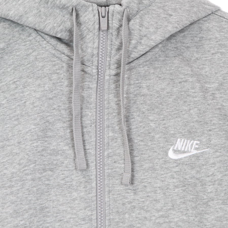 Nike Felpa Leggera Cappuccio Zip Uomo Sportswear Club Hoodie Full Zip French Terry Dk Grey Heather/matte Silver/white da uomo