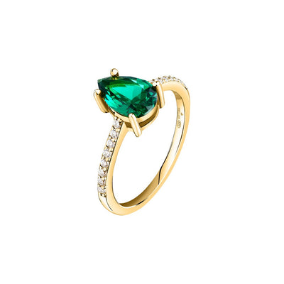 Morellato Tesori – Anello Solitario Dorato con Zircone Verde (SAIW203)