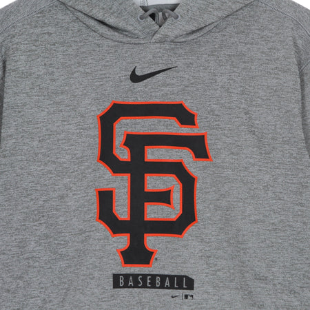 NIKE MLB Felpa Cappuccio Uomo Mlb Logo Therma Performance Pullover Hoodie Safgia Dark Grey Heather da uomo