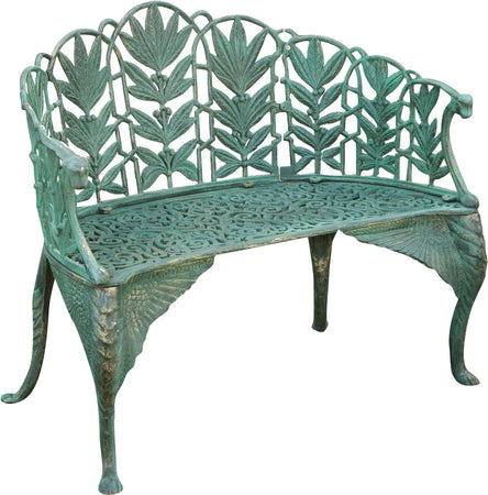 Biscottini Panchina Liberty in ghisa finitura verde anticata L110xPR60xH90 cm
