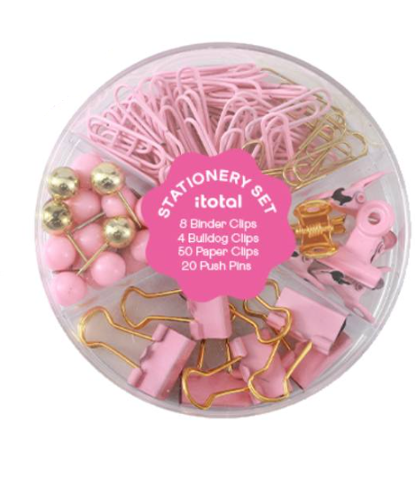 iTotal Set rotondo di graffette e puntine Rosa