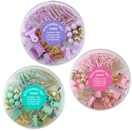 iTotal Set rotondo di graffette e puntine Rosa