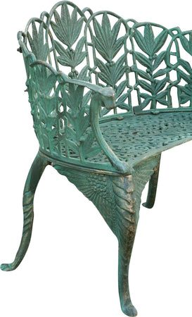 Biscottini Panchina Liberty in ghisa finitura verde anticata L110xPR60xH90 cm