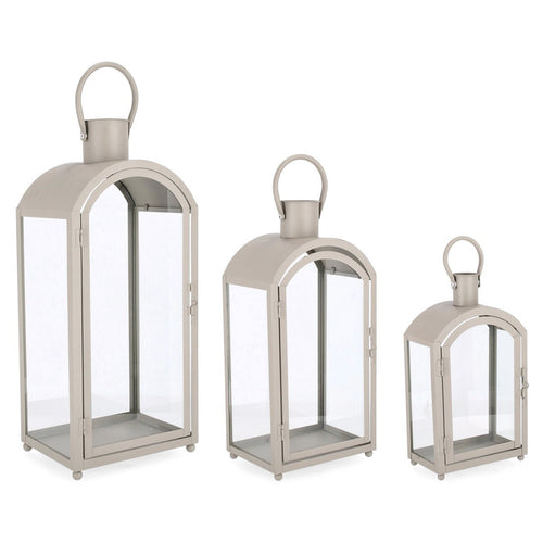 Lanterne decorative Jillian in metallo e vetro set da 3