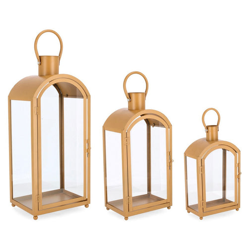 Lanterne decorative Jillian in metallo e vetro set da 3