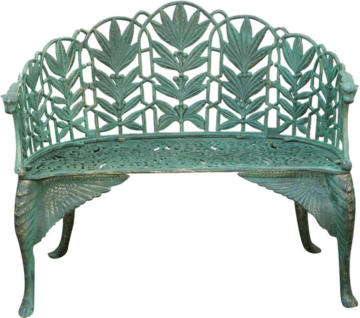 Biscottini Panchina Liberty in ghisa finitura verde anticata L110xPR60xH90 cm