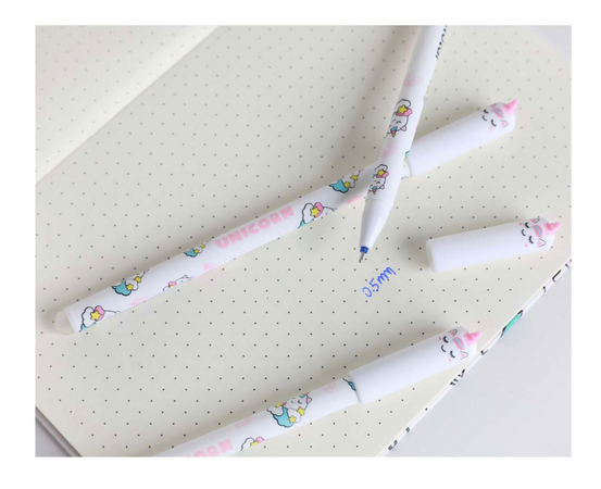 iTotal - Penna Gel Cancellabile Blu con Cappuccio Unicorno