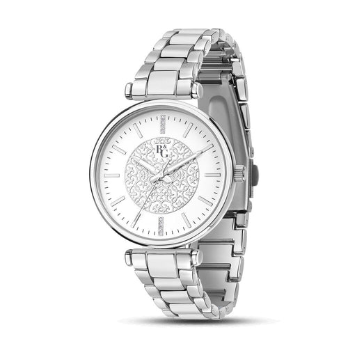 B&G Belle – Orologio Donna Silver con Dettagli Floreali (R3853302507)
