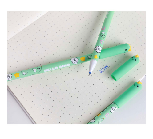 iTotal - Penna Gel Cancellabile Blu con Cappuccio Dinosauro