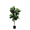 Pianta artificiale Ficus Lyrata con vaso in plastica nero, con foglie in gomma