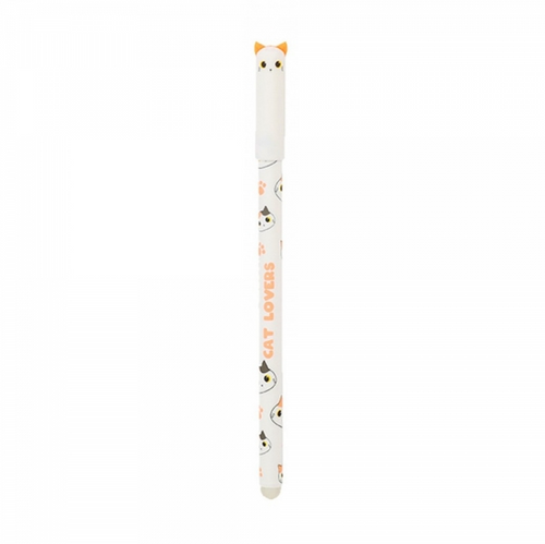 iTotal - Penna Gel Cancellabile Blu con Cappuccio Gatto Arancione