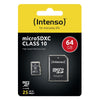 INTENSO MICRO SDHC 64GB CLASSE 10 + ADATTATORE SD