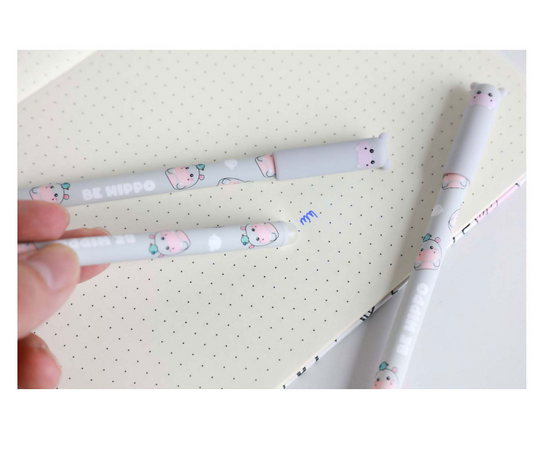 iTotal - Penna Gel Cancellabile Blu con Cappuccio Ippopotamo