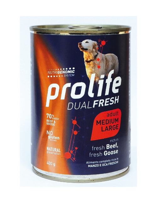 Prolife Dualfresh mangime umido Cani Adulti Medium&Large manzo e oca 400 gr