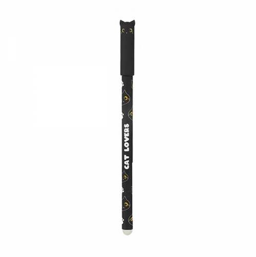 iTotal - Penna Gel Cancellabile Blu con Cappuccio Gatto Nero