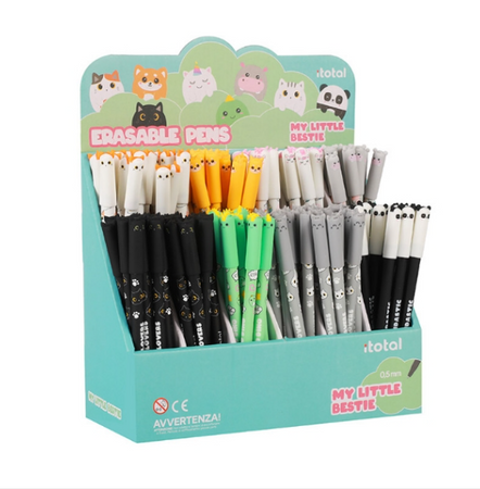 iTotal - Penna Gel Cancellabile Blu con Cappuccio Gatto Nero
