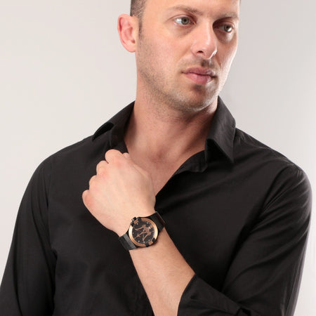 Maserati Potenza – Orologio Uomo Nero Oro Rosa Pelle (R8851108032)