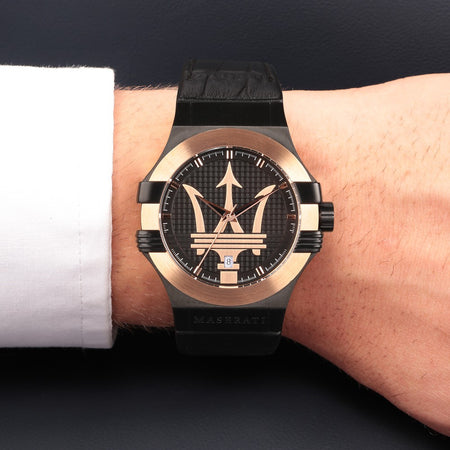 Maserati Potenza – Orologio Uomo Nero Oro Rosa Pelle (R8851108032)
