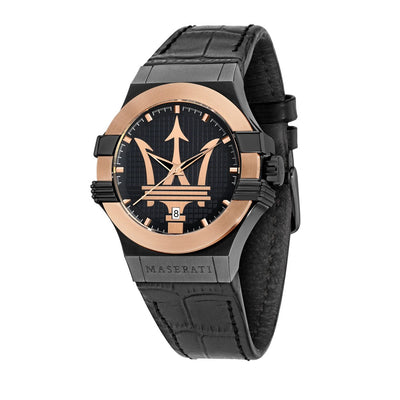 Maserati Potenza – Orologio Uomo Nero Oro Rosa Pelle (R8851108032)