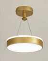 Lampadario A Sospensione Led 24 Watt Cerchio Tondo Moderno Oro Doppia Luce 50520