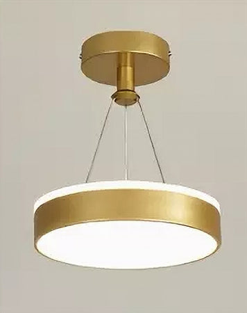 Lampadario A Sospensione Led 24 Watt Cerchio Tondo Moderno Oro Doppia Luce 50520