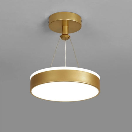 Lampadario A Sospensione Led 24 Watt Cerchio Tondo Moderno Oro Doppia Luce 50520