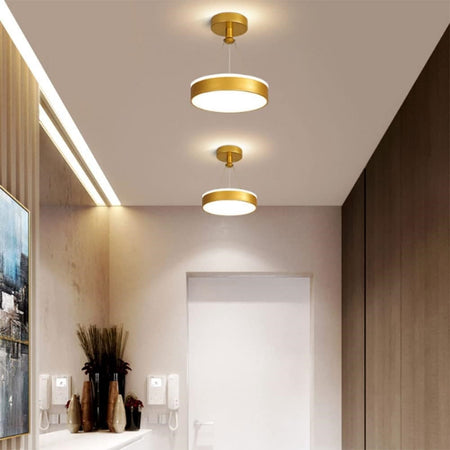 Lampadario A Sospensione Led 24 Watt Cerchio Tondo Moderno Oro Doppia Luce 50520