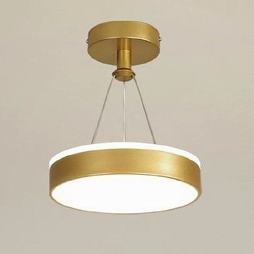 Lampadario A Sospensione Led 24 Watt Cerchio Tondo Moderno Oro Doppia Luce 50520