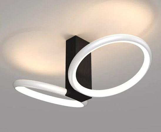 Plafoniera Led 22w 2 Cerchi Bianco Moderno Lampadario Soffitto Doppio Anello 50537